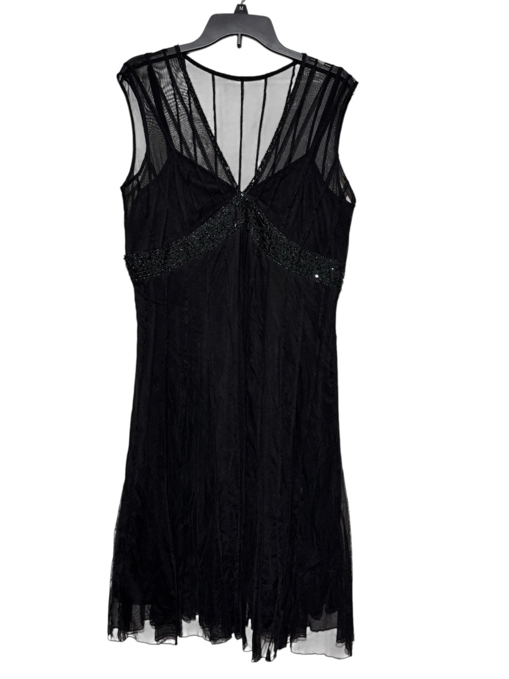 Mixit Black Sheer Babydoll Dress Size 14 Beaded Goth Whimsigoth Dark Romantic